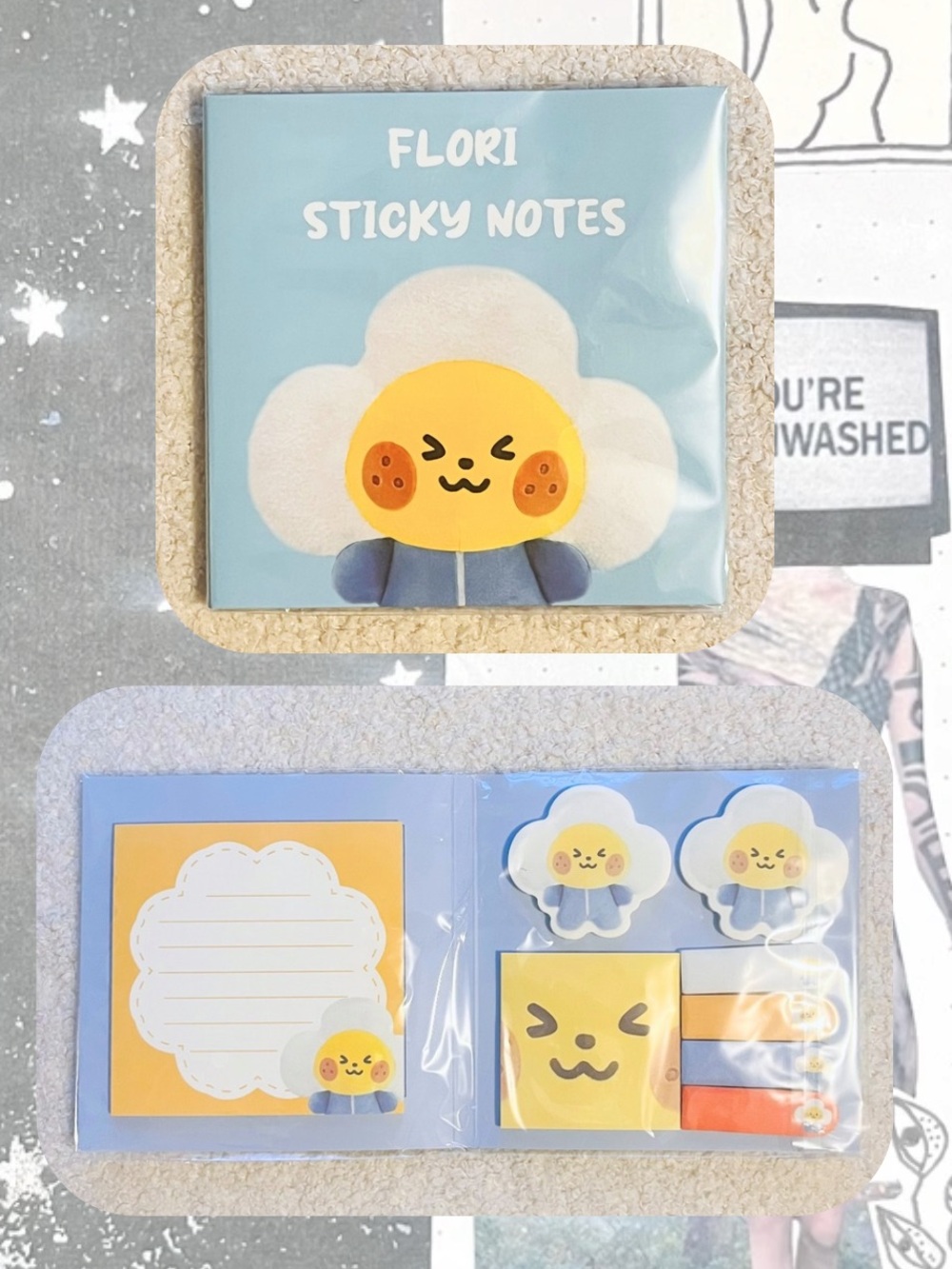 NWT🎉 Kawaii Flori Sticky Note Set — Cute Flower Egg Character